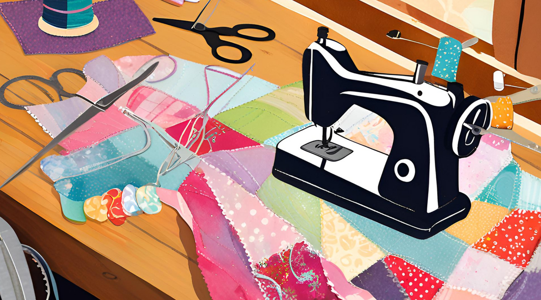 Illustration of an old shirt being cut and sewn into a cozy quilt, showcasing the upcycling process and creativity involved in transforming worn clothing.