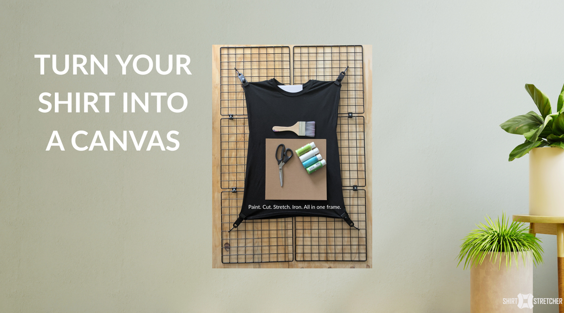 Shirt stretching frame used as a canvas, holding fabric in place for painting, cutting, ironing, and crafting projects.